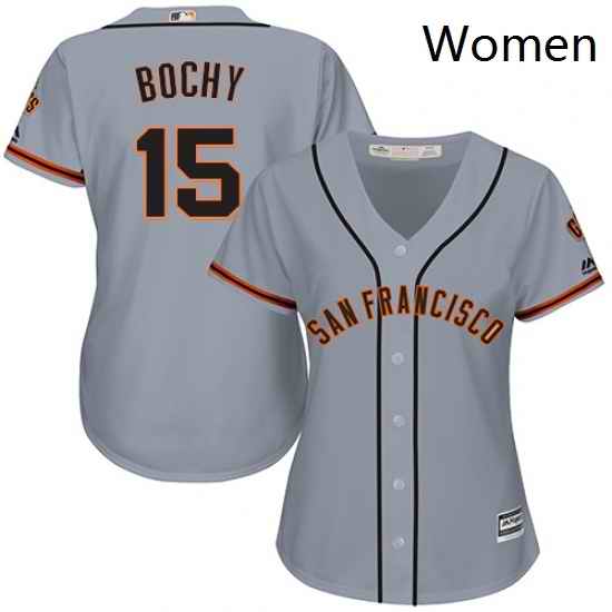 Womens Majestic San Francisco Giants 15 Bruce Bochy Replica Grey Road Cool Base MLB Jersey